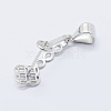 Anti-Tarnish Rhodium Plated 925 Sterling Silver Micro Pave Cubic Zirconia Pendant Bails X-STER-E054-13P-2
