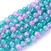Spray Painted Crackle Glass Beads Strands CCG-Q002-10mm-06-1