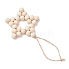 Star Natural Unfinished Wood Beaded Pendant Decorations HJEW-JM02842-6