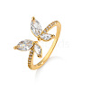 Butterfly Brass Micro Pave Cubic Zirconia Cuff Rings WG9662B-02-3