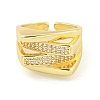 Brass Micro Pave Cubic Zirconia Open Cuff Ring for Women AJEW-U003-10G-2