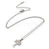 Non-Tarnish 201 Stainless Steel Cross with Sailor's Knot Pendant Necklace with Cable Chains NJEW-Q317-11P-1