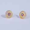 Hollow Flower Brass Stud Earrings OZ6343-3