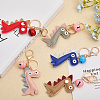 CHGCRAFT 5Pcs 5 Colors Cartoon Cute Bell Dinosaur Keychain KEYC-CA0001-50-5