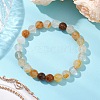 Round Natural Yellow Hematoid Quartz Beads Stretch Bracelets for Women BJEW-JB11400-1