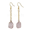 Nuggets Natural Rose Quartz Dangle Earrings EJEW-JE05683-02-1