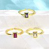 3Pcs 3 Colors Brass Micro Pave Cubic Zirconia Cuff Rings for Women RJEW-S399-06G-1