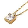 Square PVD Vacuum Plating 304 Stainless Steel Pendant Necklaces NJEW-G125-07-3