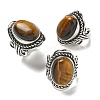 Natural Tiger Eye Adjustable Rings RJEW-I108-01AS-12-4