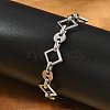 304 Stainless Steel Rhombus Link Chains Bracelets for Men & Women BJEW-D042-28P-1