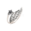 Sterling Silver Open Cuff Rings for Women RJEW-R008-01AS-01-4