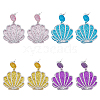 FIBLOOM 4 Pairs 4 Colors Sparkling Resin Shell Shape Dangle Stud Earrings for Women EJEW-FI0001-67-1