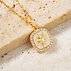 Fashionable Brass Clear Cubic Zirconia Rotating Starfish Pendant Necklaces UP8991-3