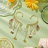 Brass Bees & Glass Teardrop Tassel Earrings EJEW-TA00538-2