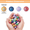 Fashewelry 80Pcs 8 Colors Printed Natural Wood Beads WOOD-FW0001-08-3