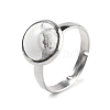 Half Round Natural Howlite Finger Rings RJEW-M062-01P-43-1