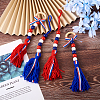 Crafans 4Pcs 2 Style Independence Day Theme Wooden Ring & Woolen Yarn Tassels Pendant Decorations HJEW-CF0001-20-13