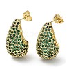 Cubic Zirconia Teardrop Stud Earrings EJEW-H137-01G-03-1