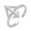 Brass Micro Pave Clear Cubic Zirconia Cuff Finger Rings for Women RJEW-U033-05P-4