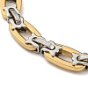 Ion Plating(IP) Two Tone 201 Stainless Steel Oval Link Chain Bracelet BJEW-B078-16GP-2