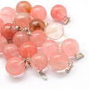 Round Dyed Cherry Quartz Glass Pendants G-Q434-06-1