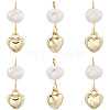 6Pcs Brass & Natural Pearl Heart Pendants KK-BBC0019-31-6