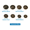 80Pcs 8 Style Brass Shank Buttons BUTT-TA0001-08AB-15