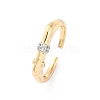 Brass Micro Pave Clear Cubic Zirconia Cuff Finger Rings for Women RJEW-C116-11G-4