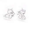 Tarnish Resistant 304 Stainless Steel Kitten Stud Earrings EJEW-F234-08P-1