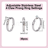 30Pcs 304 Stainless Steel Cuff Ring Components STAS-HY0001-92-2