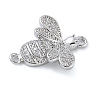 Rack Plating Brass Micro Pave Clear Cubic Zirconia Bee Connector Charms KK-A234-072P-2