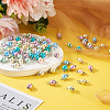 90Pcs 9 Colors Pearlized Glass Pearl Connector Charms PALLOY-TA0002-49A-15