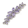 Brass Pave Lilac Cubic Zirconia Flower with Leaf Links Connector Charms KK-P277-52P-03-2