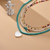 3Pcs 3Pcs Shell Pearl & Acrylic Heart & Enamel Pendant Necklaces Set NJEW-JN04038-2