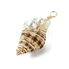 Natural Scallop Shell & Round Shell Pearl Pendants PALLOY-TA00197-02-4