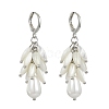 Dyed Natural Shell & Shell Pearl Teardrop Dangle Leverback Earrings EJEW-TA00297-1