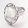 Adjustable Oval Gemstone Wide Band Rings X-RJEW-L062-01D-2