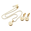 304 Stainless Steel Enamel Pendant Necklaces & Hoop Earring Set for Women SJEW-C007-03G-02-4