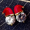 Zinc Alloy Enamel Santa Hat Stud Earrings FS-WGF8A0B-01-3
