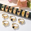 Round Natural Mixed Stone Finger Rings RJEW-C119-06G-2