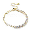 Brass Micro Pave Cubic Zirconia Strass & Paperclip Chain Bracelets BJEW-C052-04G-2