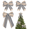 AHADEMAKER 3Pcs 2 Style Tartan Pattern Linen Type Cloth Bowknot Display Decoration AJEW-GA0004-38B-1