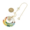 Wire Wrapped Glass & Brass Ring Pendant Decoration HJEW-TA00081-3