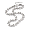 Non-Tarnish 304 Stainless Steel Round Beads Necklace for Women NJEW-B107-01B-P-1