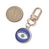 Flat Round with Evil Eye Alloy Enamel Pendant Decorations HJEW-JM02408-03-3