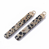 Top Golden Plated Natural Dalmatian Jasper Pendants X-G-S359-028G-2