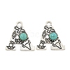 Synthetic Turquoise & Alloy Pendants PALLOY-H146-01AS-A-1