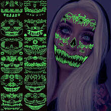 12Pcs 12 Style Luminous Halloween Horror Removable Temporary Tattoos Paper Face Stickers AJEW-G048-07