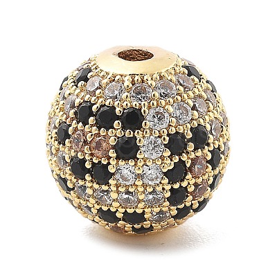 Brass Micro Pave Cubic Zirconia Beads KK-L228-11G-1