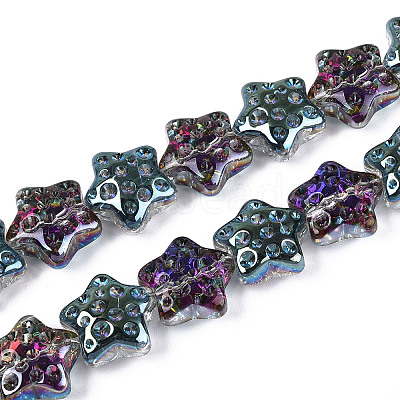 Electroplate Transparent Glass Beads Strands EGLA-N020-02F-1